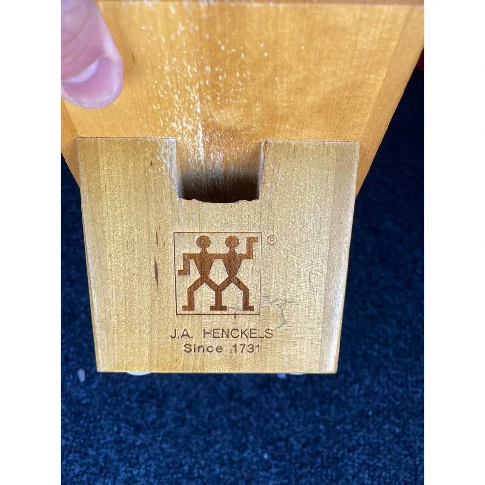 J.A. Henckels Wooden Knife Block 9 Slot Natural Hardwood Kitchen Storage